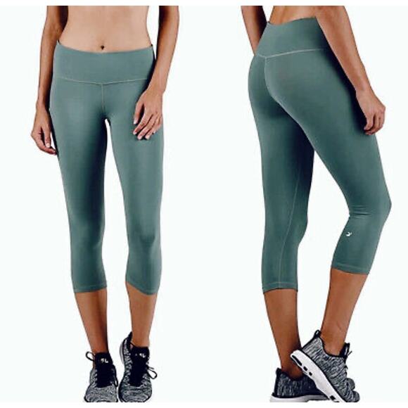 Glyder Green Mantra Crop Leggings in Sheen Sliver Pine Large - Picture 1 of 5